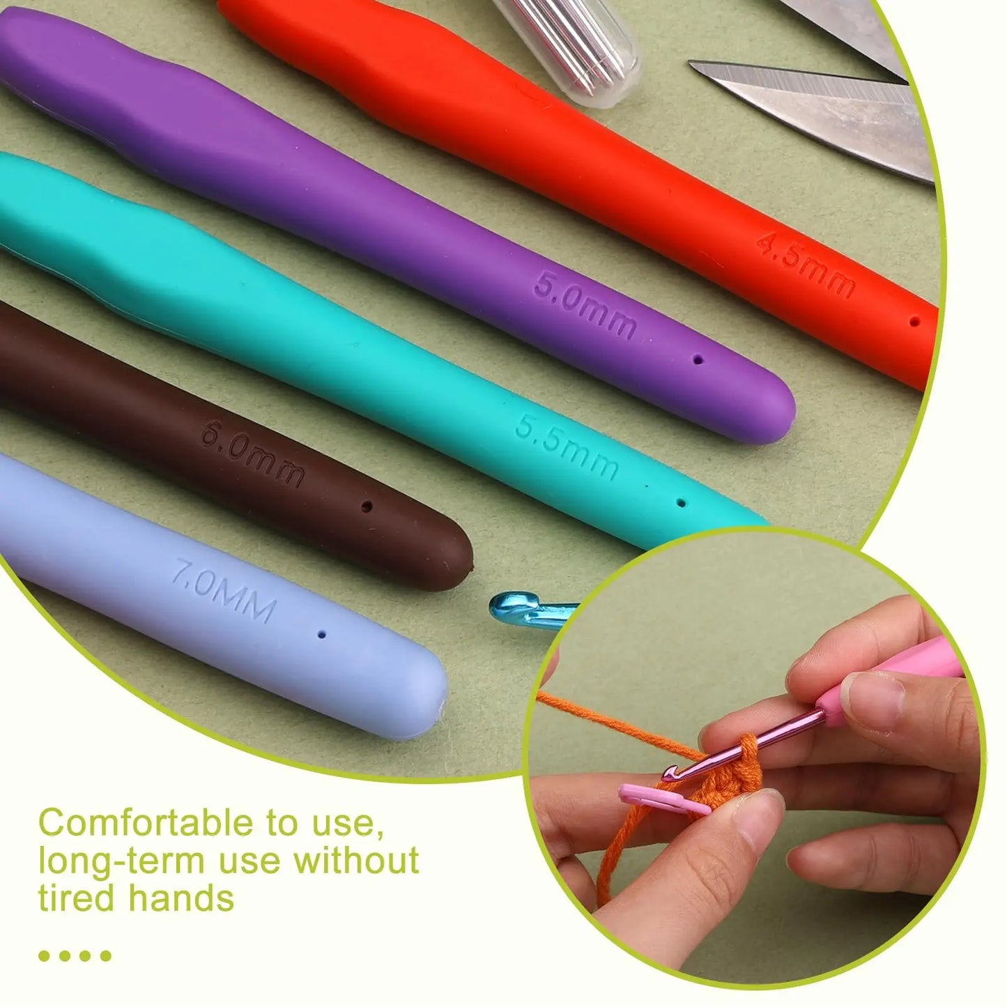 Fenrry Crochet Hook Set Crochet Needle Kit Beginner Yarn Needles Green Case and Crochet Accessories for Knitting Craft
